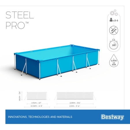 Bestway 56403 BW Каркасный бассейн Steel Pro 259х170х61см, 2300л